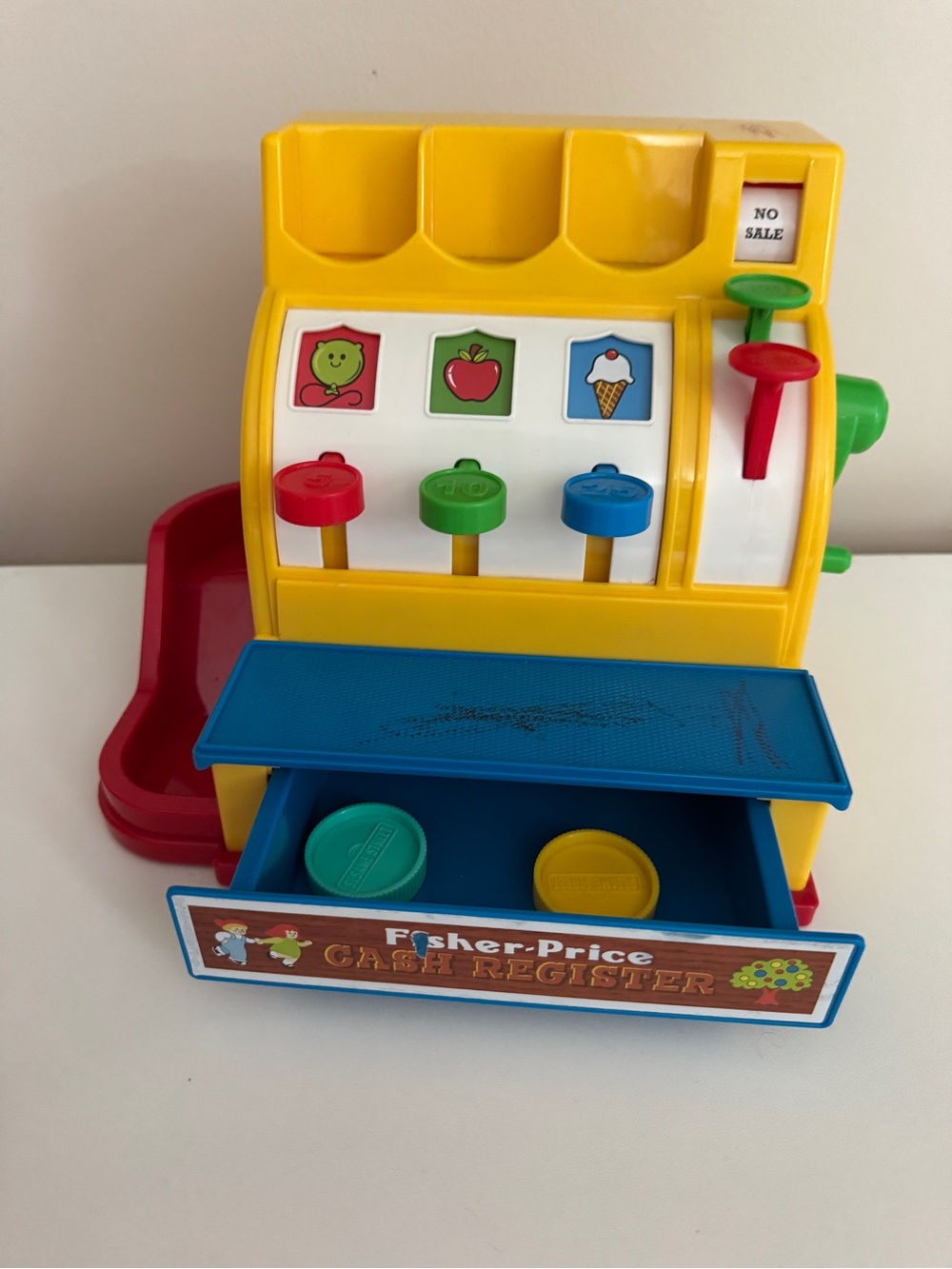 Fisher-Price Yellow Cash Register Toy with Red, Green & Blue Accents